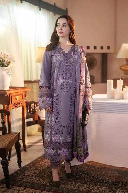 Lilac Embroidered 3-Piece Lawn Suit for Women