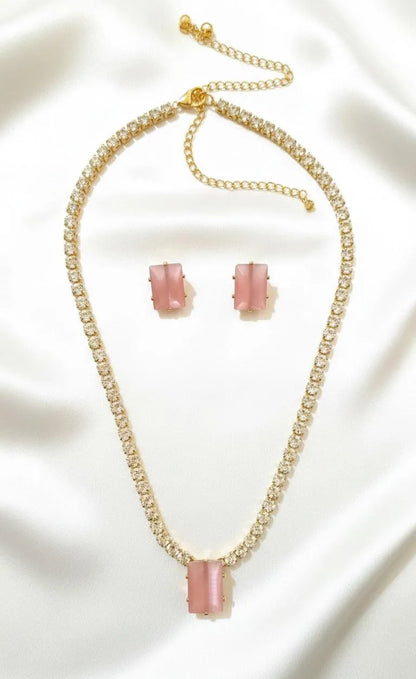 Red Gemstone Pendant Set for Weddings & Festivals