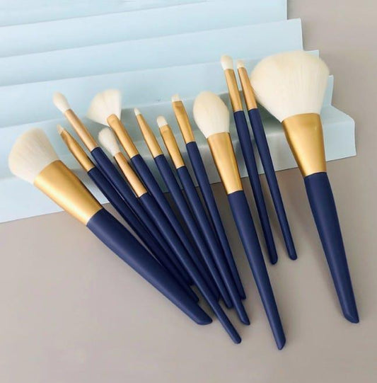 Navy Gold 12-Piece Blending Makeup Brush Set