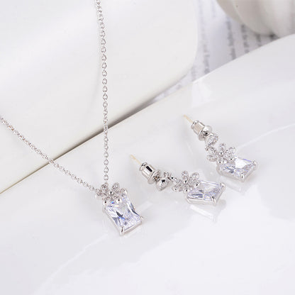 Red Zirconium Earrings & Necklace Set for Women
