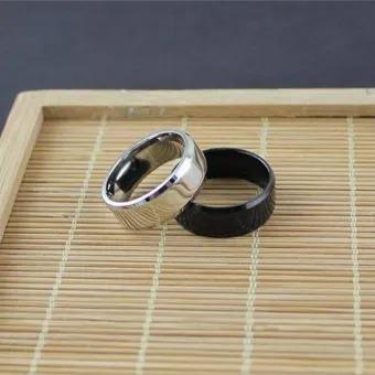 Titanium Wedding Rings Black Silver 2 Pack