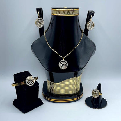 Golden Plated Spiral Necklace Set for Women