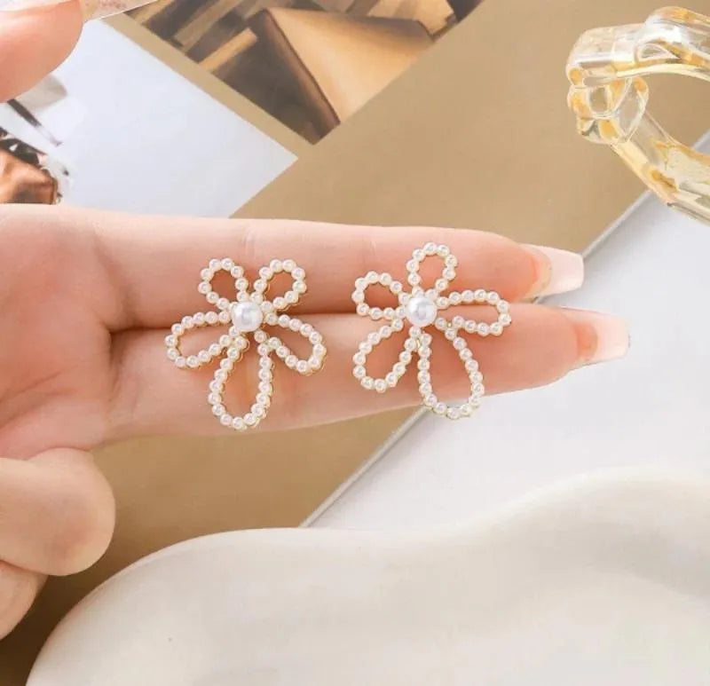 Silver Plated Flower Earrings for Women