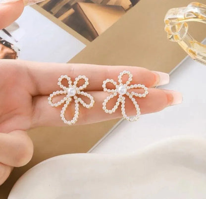 Silver Plated Flower Earrings for Women