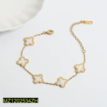 Gold Plated Clover Chain Bracelet for Women