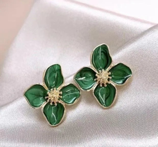 Green Sunflower Earrings for Women Wedding Party Wear