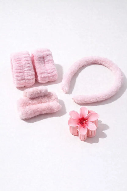Pink Hair Catcher Set for Face Wash & Makeup