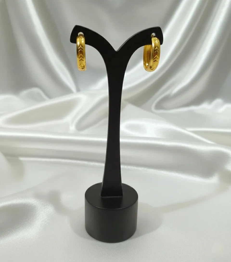 Golden Earrings Hoops Set of 2 for Women