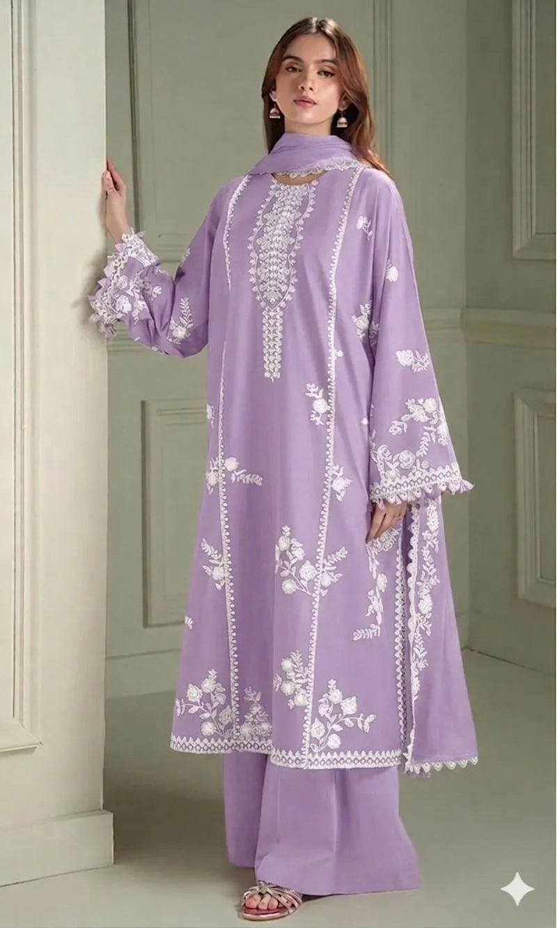 MIX TRENDING DESIGNS 3 Pcs Unstitched Embroidered Suit