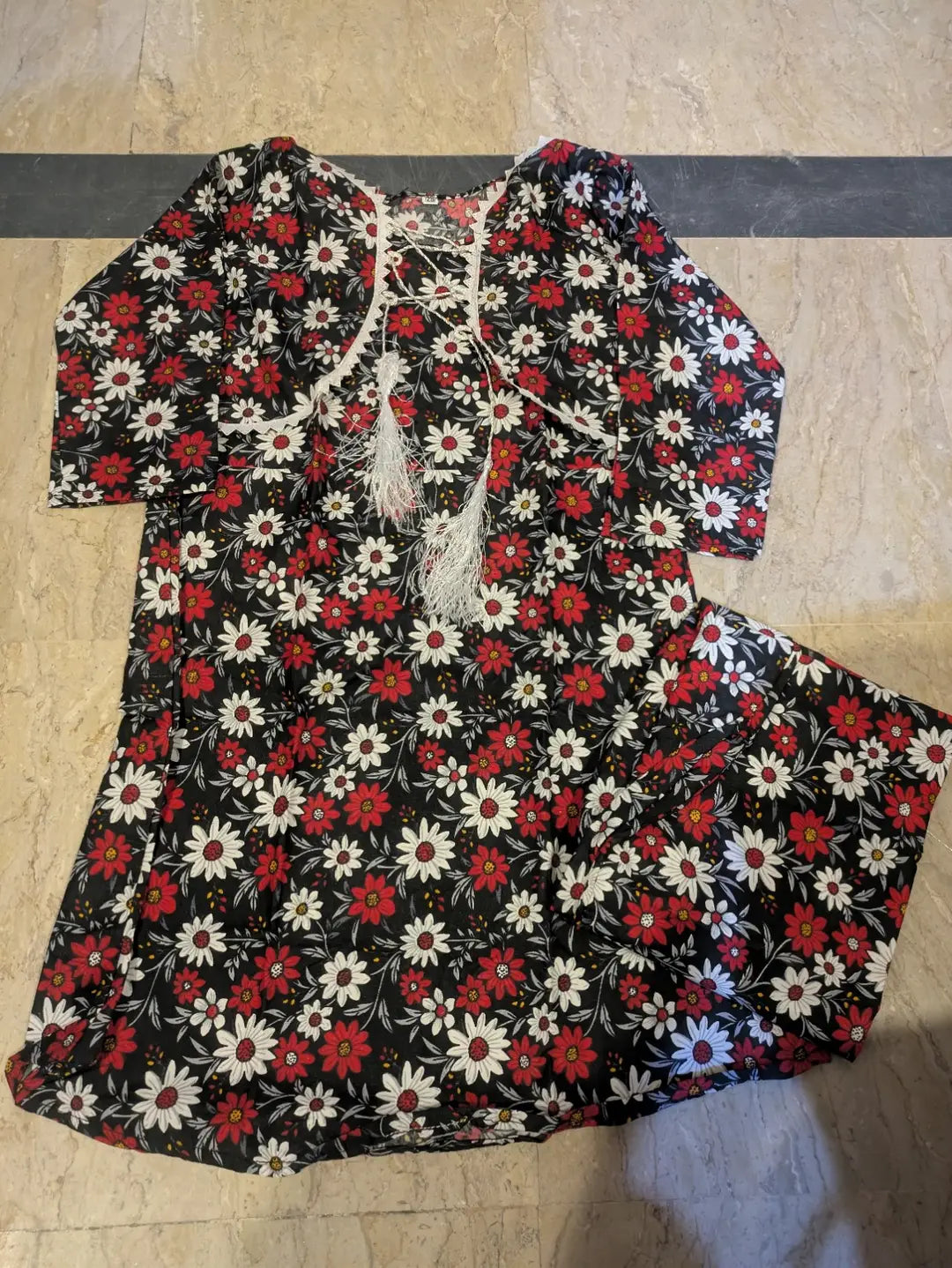 2 Pcs Girl's Stitched Cotton Printed Frock