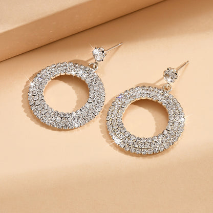 Large Silver Diamond Pendant Set for Women
