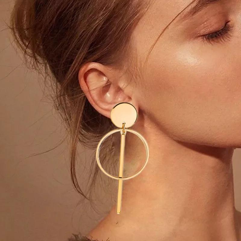 Golden Geometric Earrings for Women, Lightweight & Durable