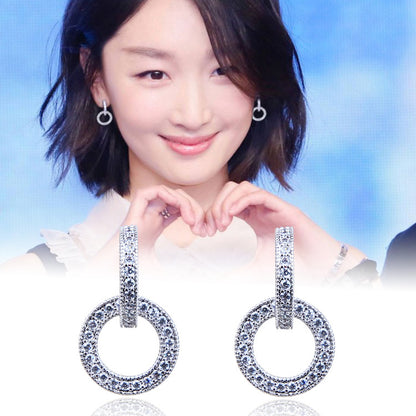 Elegant Circle Zircon Earrings S925 Silver
