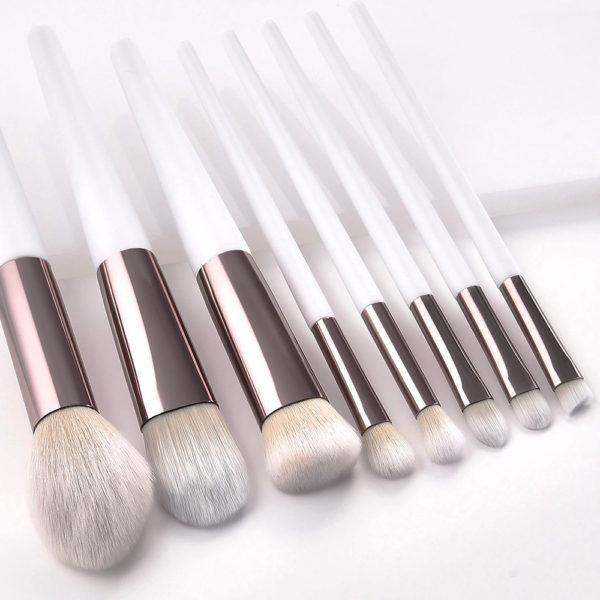 10-Piece Makeup Brush Set White Rose Gold ABS
