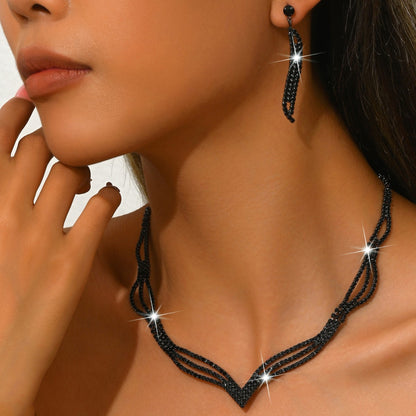Sparkling Rhinestone 3-Piece Jewelry Set for Pakistani Women