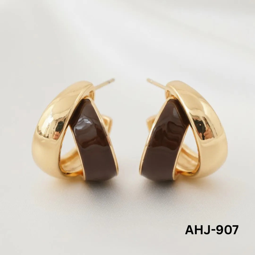Two-Layer Korean Hoop Earrings Beige Brown Red Black White Purple Orange Blue