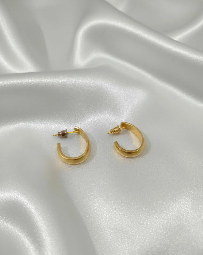 Golden Earrings Hoops Set of 2 for Women