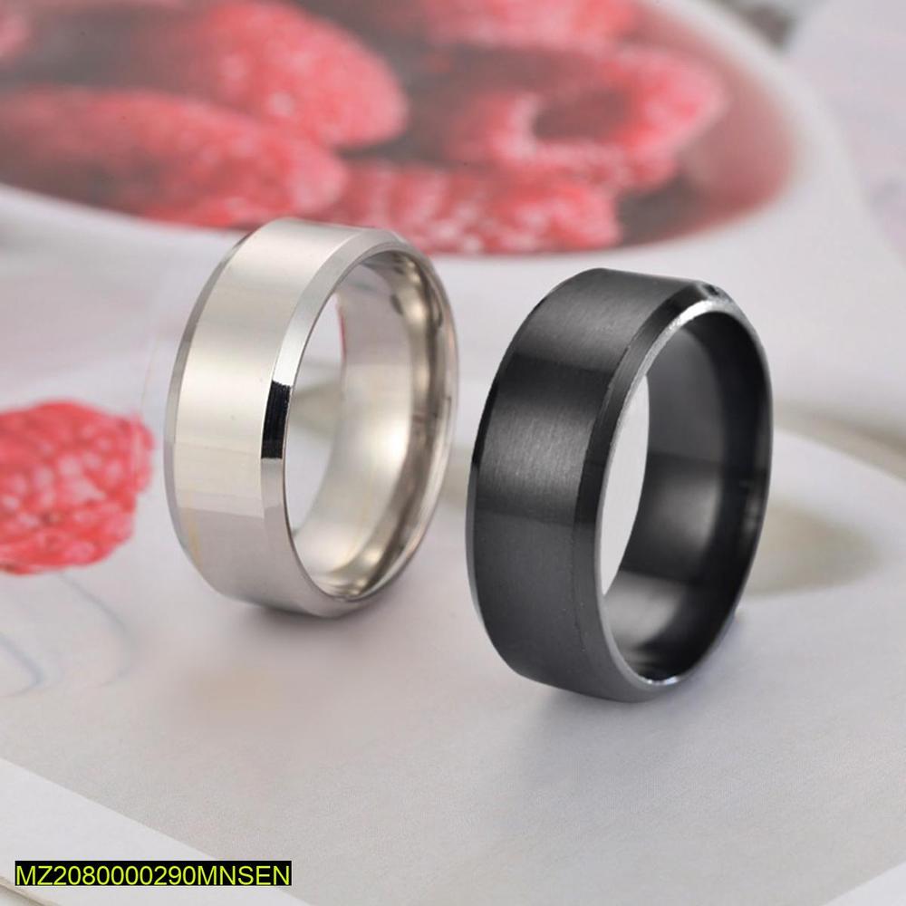 Titanium Wedding Rings Black Silver 2 Pack