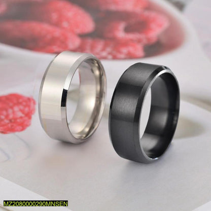 Titanium Wedding Rings Black Silver 2 Pack