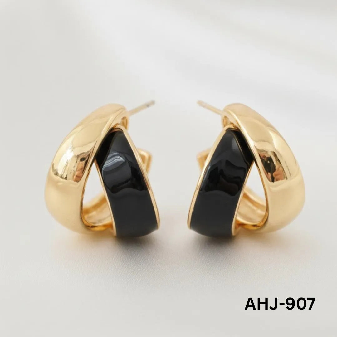 Two-Layer Korean Hoop Earrings Beige Brown Red Black White Purple Orange Blue