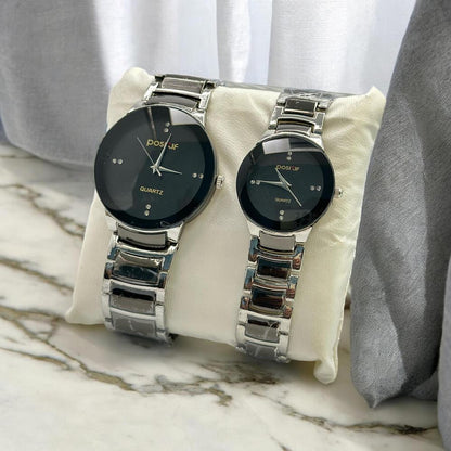 Couple Analog Watches Steel 36mm Set