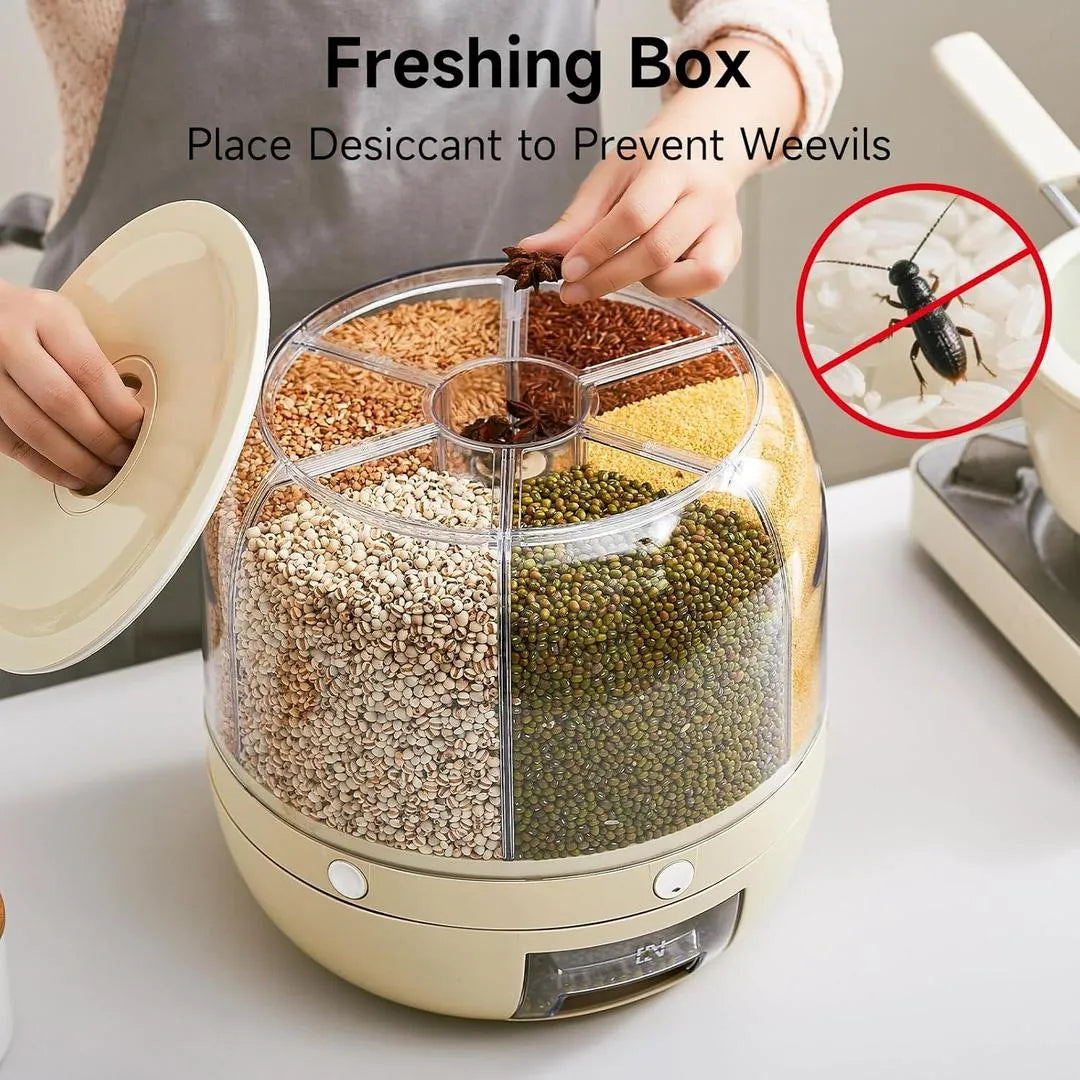 360° Rotating Rice Dispenser for Kitchen Organization