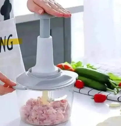 Manual Food Chopper Push ABS Plastic Transparent Bowl