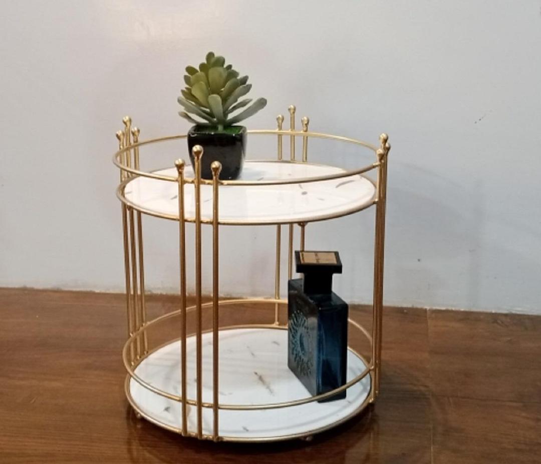 2 Tier Round Metal Makeup Organizer Rack 9 Inch