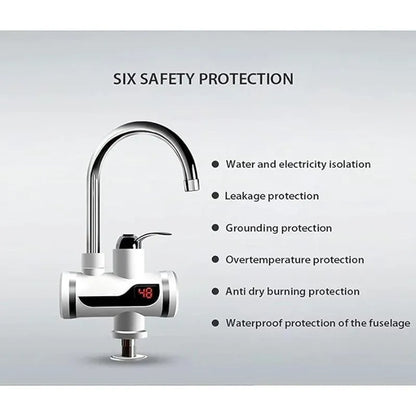 Electric Hot Water Faucet with Digital Display for Kitchen