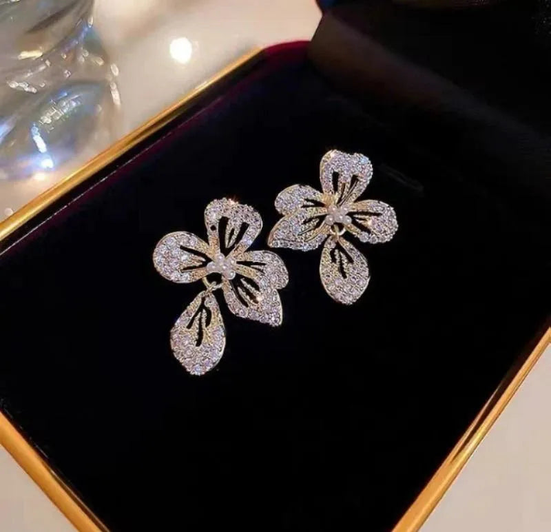 Gold Plated Floral Earrings for Women