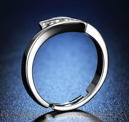 Silver Plated Zircon Ring for Women Adjustable Wedding Party Office Wear