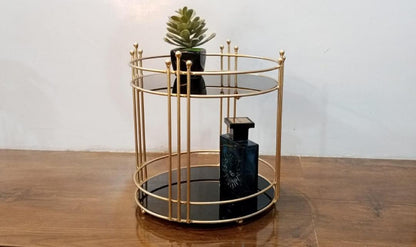 2 Tier Round Metal Makeup Organizer Rack 9 Inch