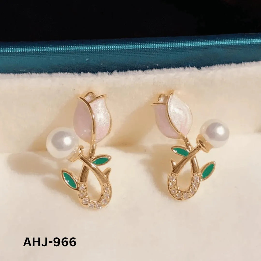 Elegant Flower Zircon Pearl Earrings for Women