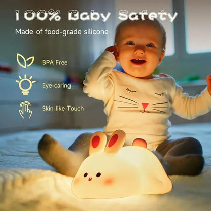 Rechargeable Silicone Bunny Night Light Off White
