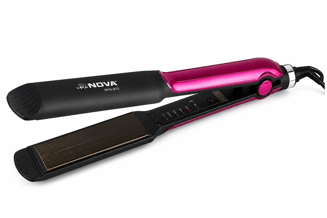 NOVA NHS-870 Professional Hair Straightener | Adjustable Temperature Control | Ceramic Coated Plates | Fast Heating Hair Styling Tool