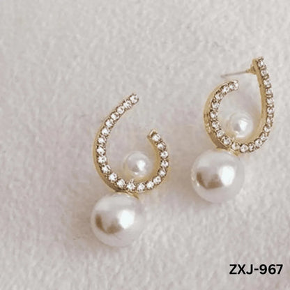 Korean Style Pearl Earrings U-Shape Silver Gold