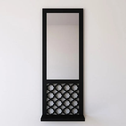Set of 3 Wooden Mirror Wall Shelves Black