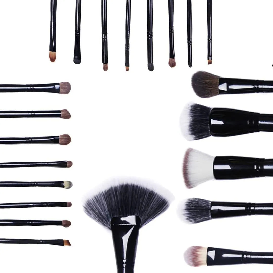 22-Piece Black ABS Makeup Brush Set for Blending & Travel