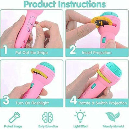 HD Projection Flashlight for Kids 90° Rotating Animal Patterns
