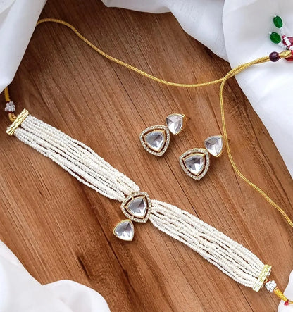 Gold Plated Kundan Pearl Choker Set for Women