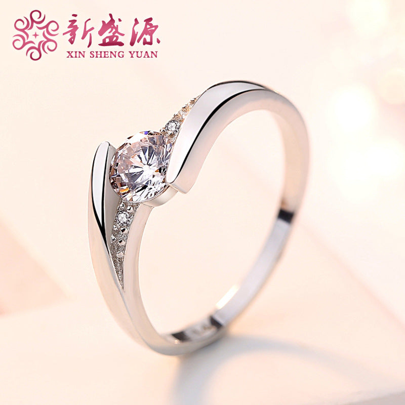 Sterling Silver Korean Diamond Wedding Ring