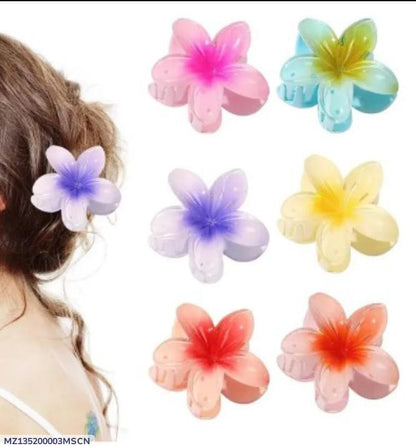 Flower Hair Clips Gradient Colors ABS Plastic