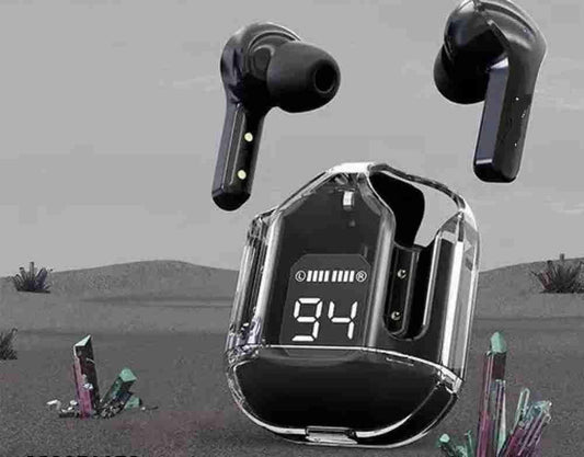 Wireless Noise-Cancelling Earbuds Black Transparent Bluetooth 5.3