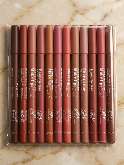 6 Pcs Velvet Creamy Nude Shades Lip Pencils, High Pigmented, For Nude Lips