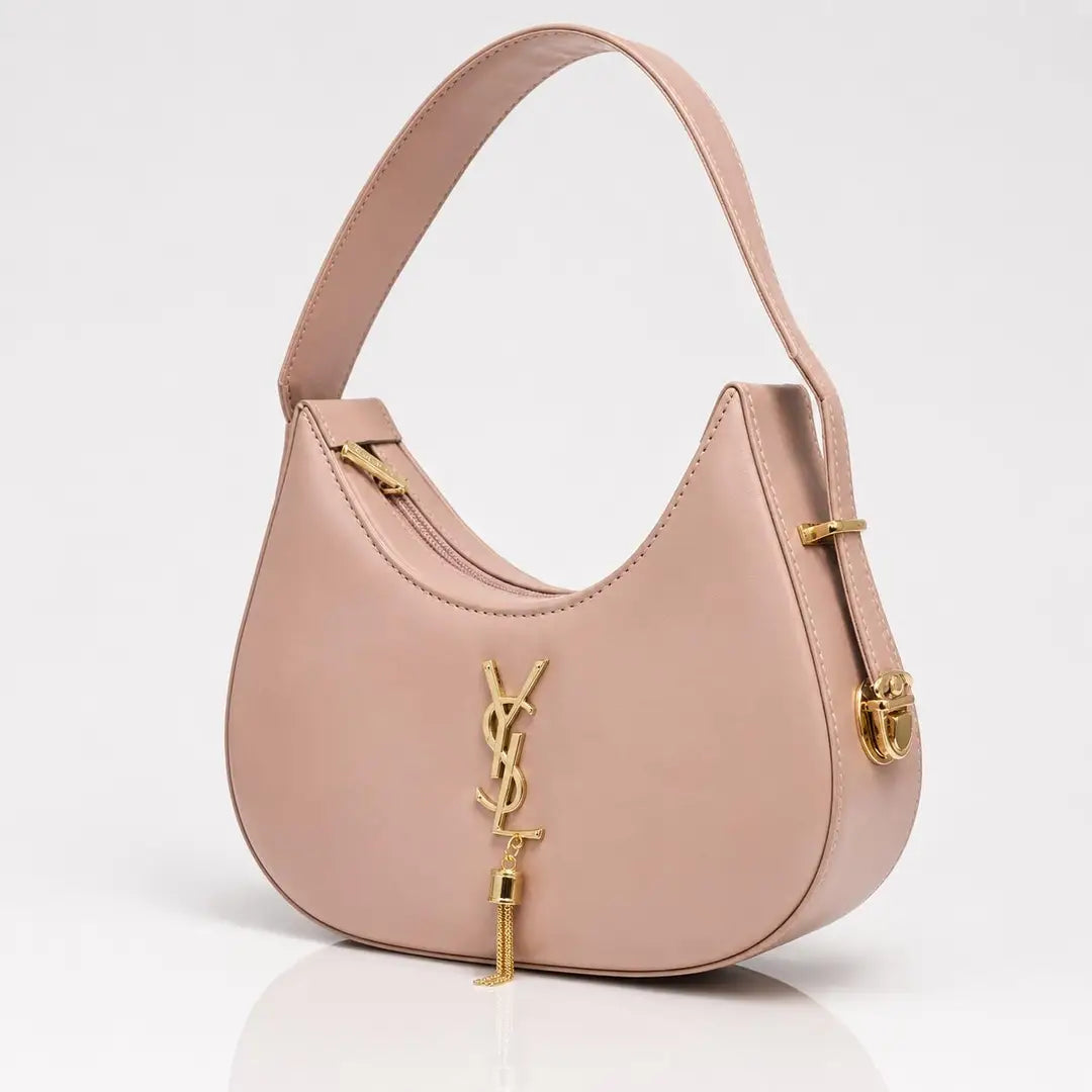 YSL Hobo Bag Plain Leather Adjustable Handle