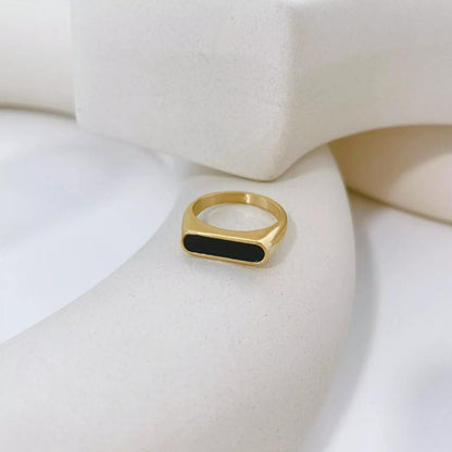 Stainless Steel Men's Ring Black Gemstone Modern Design 1 Pc