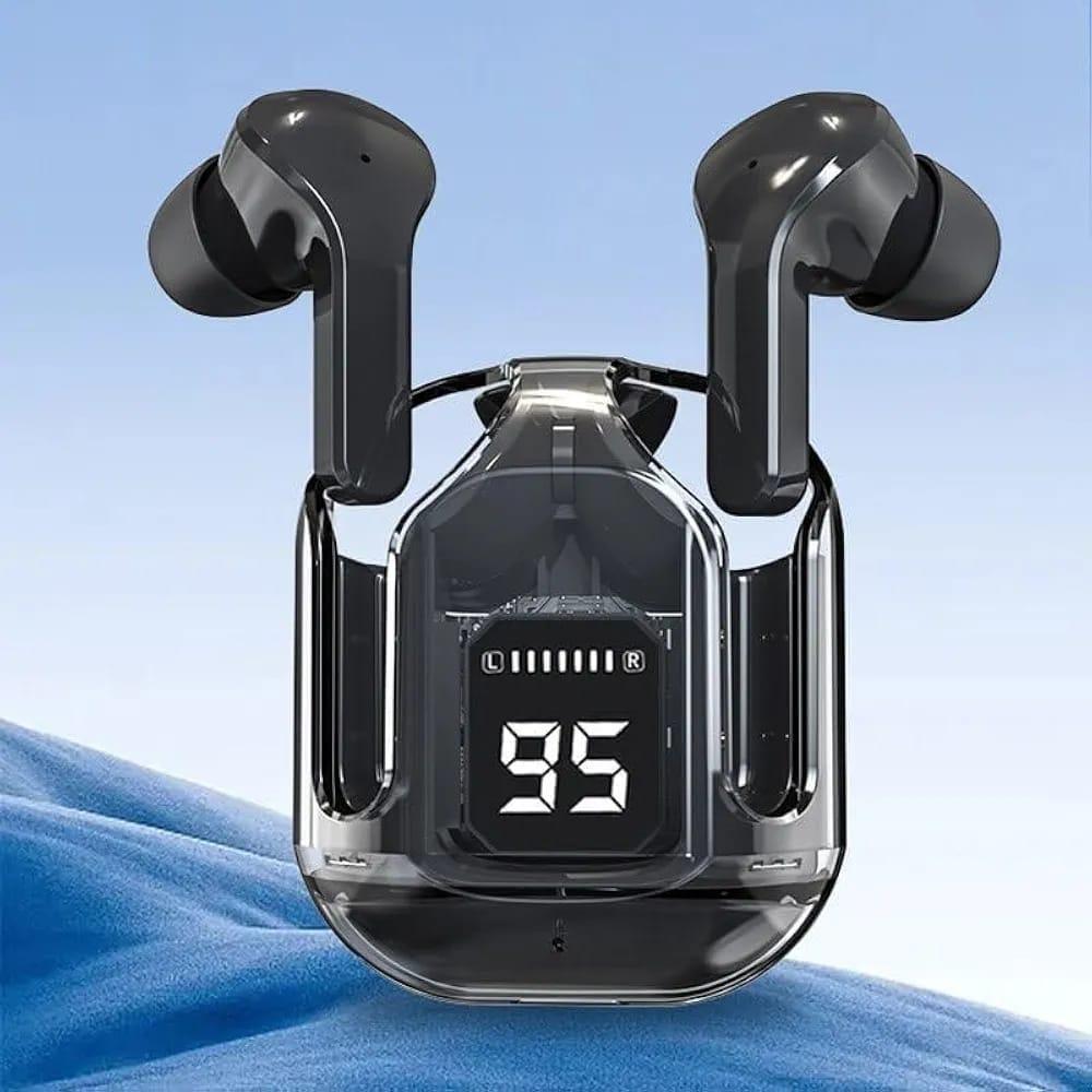 Wireless Noise-Cancelling Earbuds Black Transparent Bluetooth 5.3