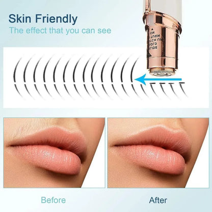Rechargeable Facial Hair Removal Pen for Women with Stainless Steel Body and Gold Accents