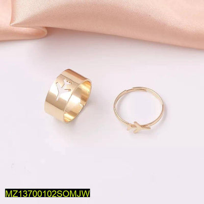 Golden Airplane Couple Rings Adjustable for Men Women