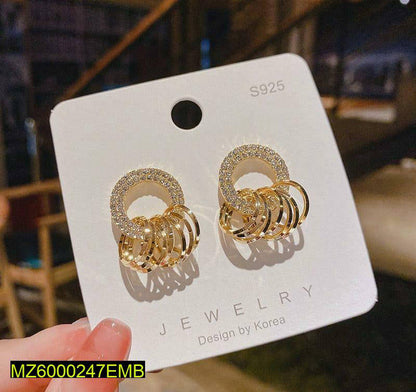 Golden Loops Earrings for Women with Sparkling Stones